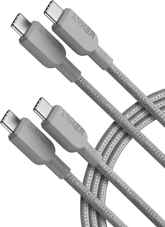 Main image of USB C to USB C Cable (2Pack 6FT) 240W Type-C Fast Charging Cord for iPhone 16/15 Series MacBook Pro 2020 iPad Air 4 and More (Grey)
