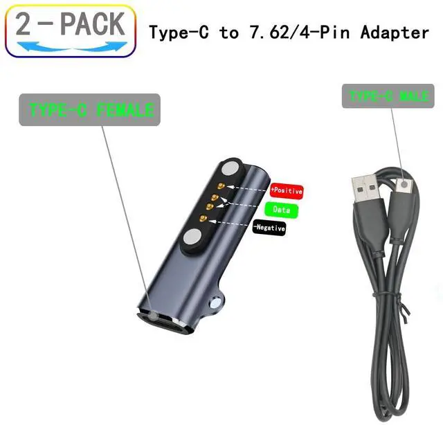Alt view image 2 of 6 - Replacement Charging Cable for 7.62mm 4-Pin Devices Smart Watch Charger Cable Universal 4 Pin 7.62mm Magnetic Suction USB Charging Adapter for Smart Watch