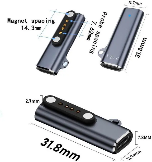 Alt view image 3 of 6 - Replacement Charging Cable for 7.62mm 4-Pin Devices Smart Watch Charger Cable Universal 4 Pin 7.62mm Magnetic Suction USB Charging Adapter for Smart Watch