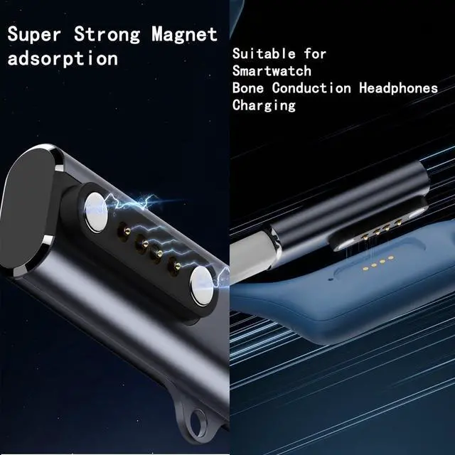 Alt view image 5 of 6 - Replacement Charging Cable for 7.62mm 4-Pin Devices Smart Watch Charger Cable Universal 4 Pin 7.62mm Magnetic Suction USB Charging Adapter for Smart Watch