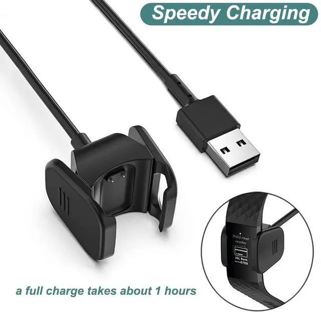 Alt view image 5 of 6 - Charger for Fitbit Charge 4 & 3 Replacement Charging Cable Clip Cord for Fitbit Activity Tracker (3.3ft/1m) (2)