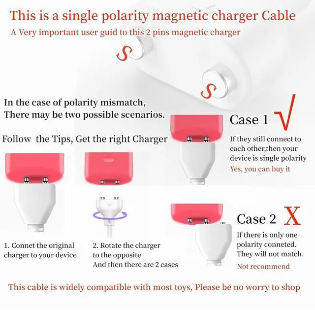 Alt view image 3 of 7 - 2 Prong Magnetic USB DC Charger Cable Replacement Charging Cord 4mm-0.16 31.4Inch Long Charger for Toys/Facial Cleanser/Electric Toothbrush (4mm-0.16in)