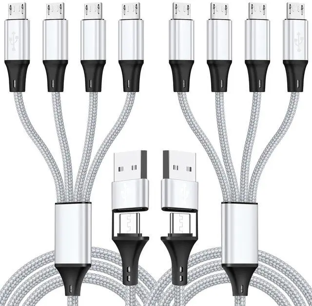 Main image of Micro USB Cable 4-in-2 Multi Micro USB Splitter Charging Cable [2Pack 4Ft] USB A/C to Micro USB Cord with 4 Micro Connectors Support Data Sync and Charging