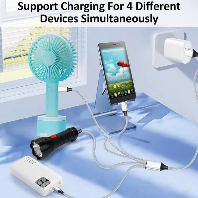 Alt view image 3 of 7 - Micro USB Cable 4-in-2 Multi Micro USB Splitter Charging Cable [2Pack 4Ft] USB A/C to Micro USB Cord with 4 Micro Connectors Support Data Sync and Charging