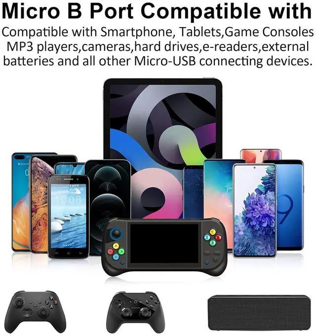 Alt view image 6 of 7 - Micro USB Cable 4-in-2 Multi Micro USB Splitter Charging Cable [2Pack 4Ft] USB A/C to Micro USB Cord with 4 Micro Connectors Support Data Sync and Charging