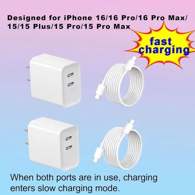 Alt view image 5 of 7 - iPhone 16 15 Charger: Fast Charging - USB C Charger - i Phone 16 Charging with 2 Pack Cable for iPhone 16/16 Plus/16 Pro/16 Pro Max/iPhone 15/15 Pro Max/
