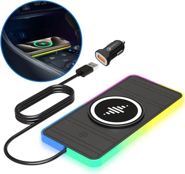 Main image of Magnetic Wireless Car Charger Pad RGB 15W Wireless Car Charging Pad for Magsafe Wireless Charger for Car iPhone 16 15 14 13 12 11 Pro Max for  Galaxy S24/23/S22/S22+/S22 Ultra