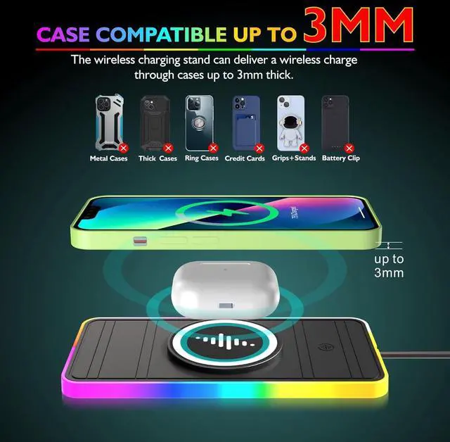 Alt view image 6 of 7 - Magnetic Wireless Car Charger Pad RGB 15W Wireless Car Charging Pad for Magsafe Wireless Charger for Car iPhone 16 15 14 13 12 11 Pro Max for  Galaxy S24/23/S22/S22+/S22 Ultra