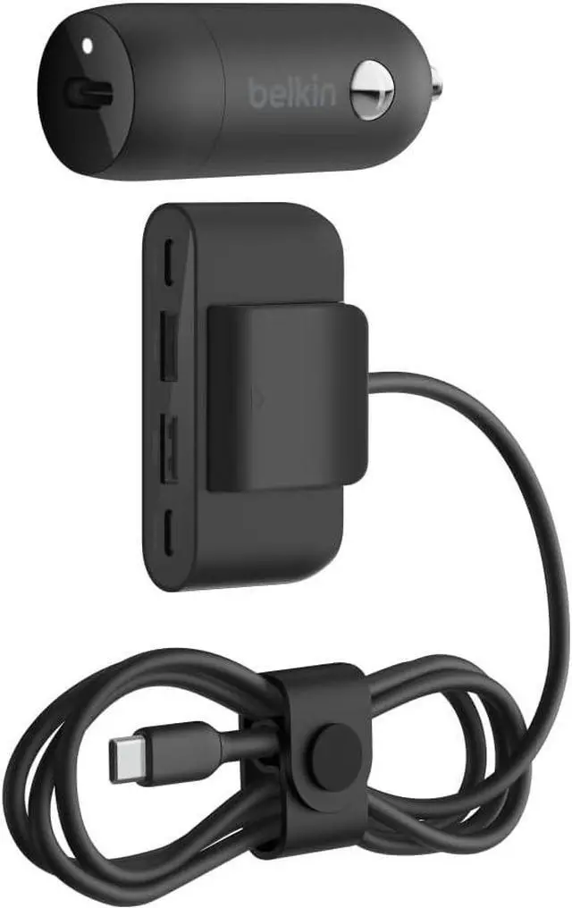Main image of BoostCharge? 30W Fast Car Charger USB-C Power Delivery Port 4-Port USB Power Extender Universal Compatibility for iPhone 16 Galaxy S25 Note Series Nintendo Switch 2 and More - Black