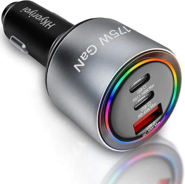 Main image of 175W Car Charger Adapter Super Fast Charging PD3.1 140W/PD3.0 100W PPS45W QC3.0+PD 35W PPS25W+30W for iPhone 16 15 14 Max Galaxy S24/23/22 iPad MacBook Pro Air Type-C Laptop Pixel (1)