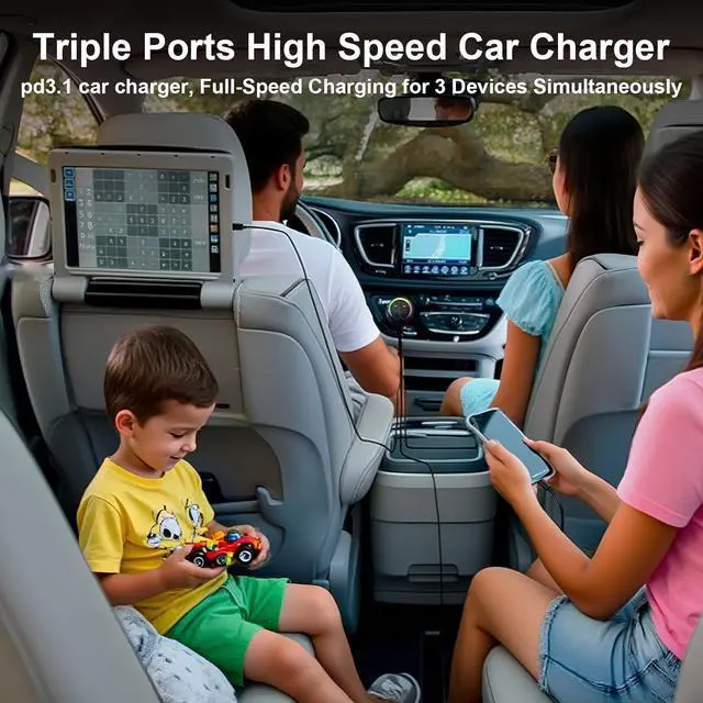 Alt view image 5 of 7 - 175W Car Charger Adapter Super Fast Charging PD3.1 140W/PD3.0 100W PPS45W QC3.0+PD 35W PPS25W+30W for iPhone 16 15 14 Max Galaxy S24/23/22 iPad MacBook Pro Air Type-C Laptop Pixel (1)