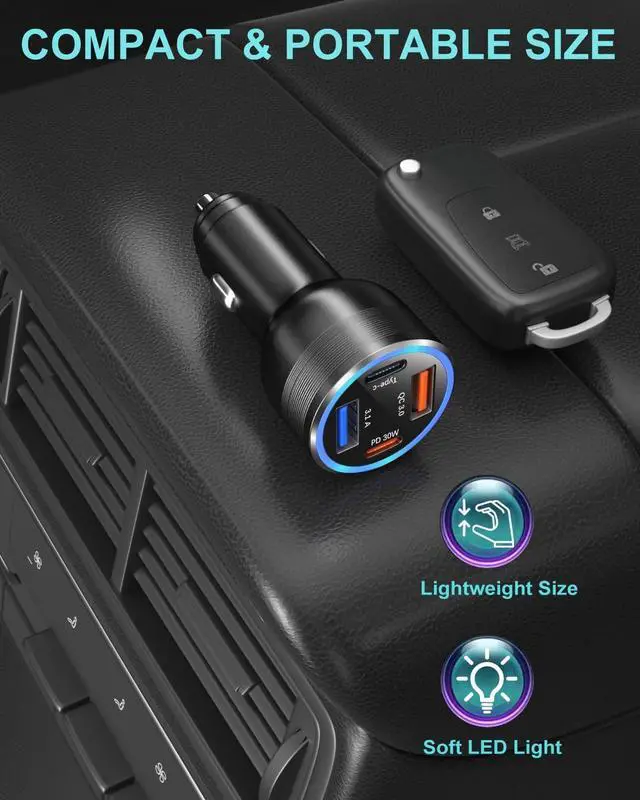 Alt view image 6 of 7 - USB C Car Charger 65W 3 Pack 4-Port Fast Charging PD30W&QC3.0 Multiport Car Phone Charger 12v Cigarette Lighter USB Adapter for iPhone 16 15 14 13 12 Pro iPad  Galaxy S25 S24 Pixel 9