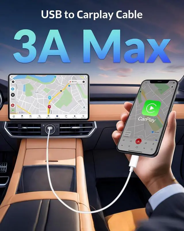 Alt view image 5 of 7 - 3-Port 70W Fast Car Charger for iPhone 14 13 12 11 Pro Max Plus Mini SE XR XS X 8 7 6 iPad 2Pack USB Carplay Cord &Lightnings Charging Cable and USB-C&A Car Charger Adapter Cigarette Lighter