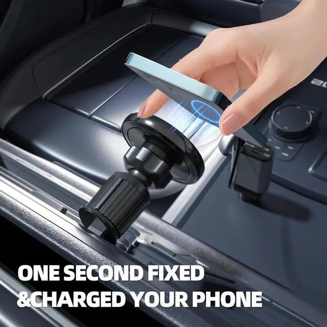 Alt view image 3 of 7 - 2-in-1 Car Combo Retractable Car Charger for iPhone 16 57W Fast Charging Car Charger USB C Magnetic Phone Holder for MagSafe Car Mount 360° Cell Phone Holder for iPhone 16/15/14/13/12