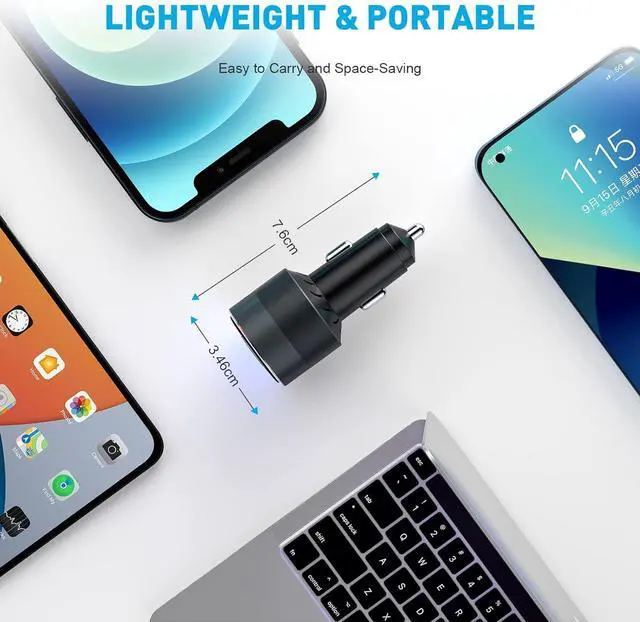 Alt view image 7 of 7 - USB C Car Charger for iPhone 16 66W Car Cigarette Lighter Adapter USB Fast Car Charger PD 30W+Dual QC3.0 [Metal Shell] [Ambient Light] for iPhone 16 15 14 13 Pro Max  Galaxy Note Google Pixel