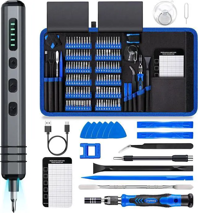 Main image of Mini Electric Screwdriver Set 140-IN-1: Small Electric Screwdriver Cordless - 120 Precision Bits 5 Torque Settings LED Light Magnetic Power Screwdriver Repair Tool Kit for PC RC Electronics