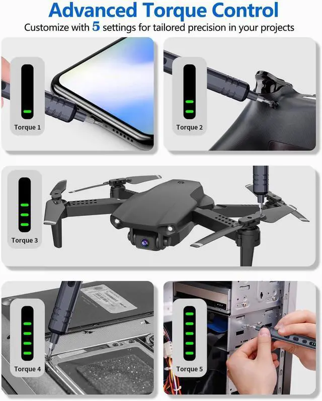 Alt view image 3 of 7 - Mini Electric Screwdriver Set 140-IN-1: Small Electric Screwdriver Cordless - 120 Precision Bits 5 Torque Settings LED Light Magnetic Power Screwdriver Repair Tool Kit for PC RC Electronics