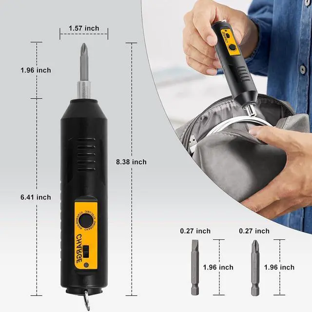 Alt view image 3 of 7 - Cordless Screwdriver Rechargeable  Compact Battery Operated Electric Screw Driver with Magnetic Bits Type-C Charging 12 Bits & Storage Box  Small Power Screwdriver for DIY & Repairs