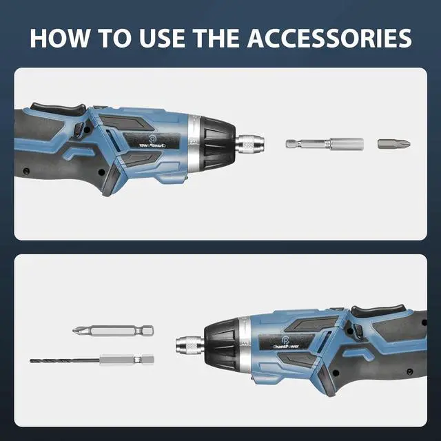 Alt view image 6 of 7 - Cordless Electric Screwdriver Set 6+1 Torque Gears 1/4 Hex Self-Lock Chuck 4V Small Rechargeable Screwdriver with 11 pcs Accessories Flashlight Charger Blue