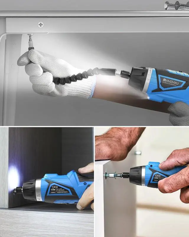 Alt view image 7 of 7 - 8V Cordless Screwdriver 6+1 Torque Max 10N·m Electric Power Screwdriver with 47 Accessories 180°Pivoting Handle 2000mAh Rechargeable Screw Gun&Bit Set with LED Light Flexible Shaft for Home Office