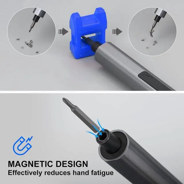 Alt view image 4 of 7 - SHARDEN Mini Electric Screwdriver 29 in 1 Small Electric Screw Driver Kit with 24 Magnetic Bits Precision Cordless Repair Tool for Phone Camera Laptop Watch