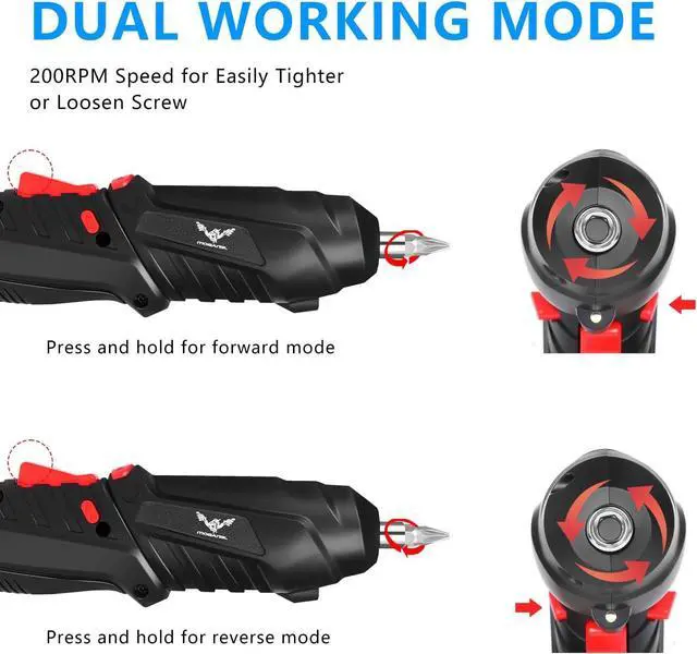 Alt view image 4 of 7 - 16 in 1 Electric Screwdriver Cordless Rechargeable Small Power Drill Set 3.6V Li-ion 3.5Nm Max Torque Electric Rotatable with LED Light Screwdriver for Home Office DIY Tools (Black)