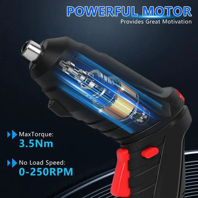 Alt view image 5 of 7 - 16 in 1 Electric Screwdriver Cordless Rechargeable Small Power Drill Set 3.6V Li-ion 3.5Nm Max Torque Electric Rotatable with LED Light Screwdriver for Home Office DIY Tools (Black)