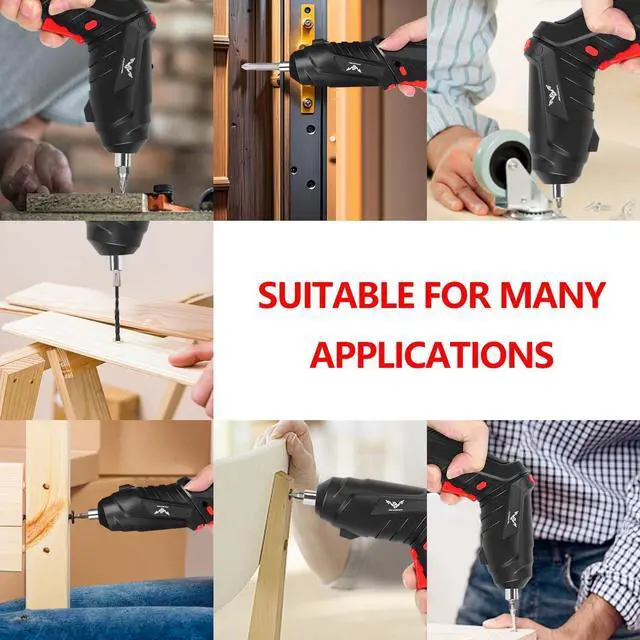 Alt view image 2 of 7 - 16 in 1 Electric Screwdriver Cordless Rechargeable Small Power Drill Set 3.6V Li-ion 3.5Nm Max Torque Electric Rotatable with LED Light Screwdriver for Home Office DIY Tools (Black)