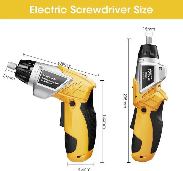 Alt view image 2 of 7 - Electric Screwdriver Cordless Set 3.6V Power Screwdriver Rechargeable with Light Yellow Screw Gun with Pivoting Handle and Drill 49 Pcs Accessories 6+1 Torque Setting 2000 mAh Battery