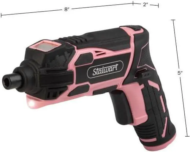 Alt view image 2 of 6 - Electric Screwdriver Cordless Drill with Battery and Charger - 45-Piece Cordless Screwdriver Set with LED Light USB Cable Dual Position Screw Gun and Bits for Home Office and DIY by (Pink)