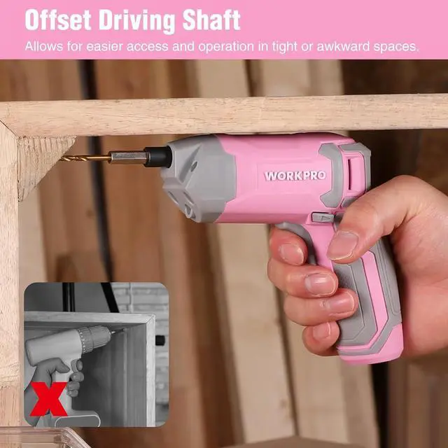 Alt view image 3 of 7 - Pink Cordless Screwdriver Set 3.6V Electric Rechargeable Eccentric Power Screwdriver Kit with 24Pcs Bits Delay-off LED Light 2000mAh High-Capacity Battery Carrying Case Included