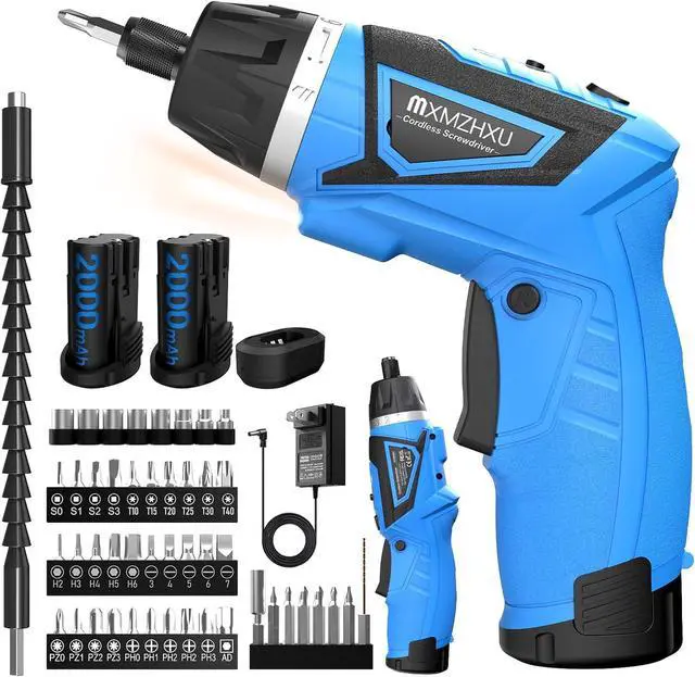 Main image of Cordless Screwdriver 8V Electric Screwdriver with 2X 2000mAh Battery 6+1Torque 10N·m Max Rechargable Power Screwdriver 47pcs Bits LED Light Flexible Shaft