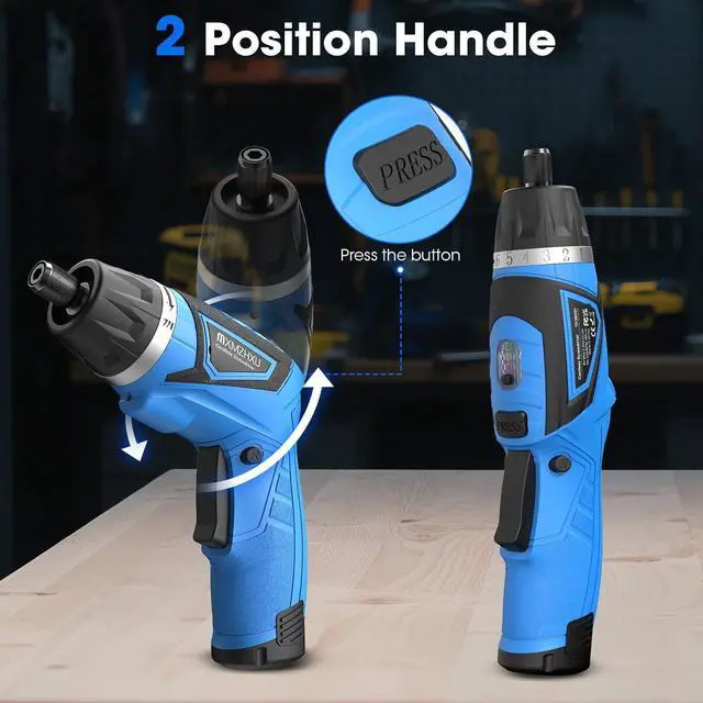 Alt view image 4 of 7 - Cordless Screwdriver 8V Electric Screwdriver with 2X 2000mAh Battery 6+1Torque 10N·m Max Rechargable Power Screwdriver 47pcs Bits LED Light Flexible Shaft