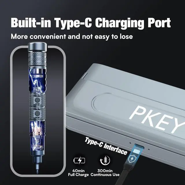 Alt view image 4 of 7 - Mini Electric Screwdriver Set Precision Electric Screwdriver Cordless with 28 Precision Magnetic Bits 3 Gears Torque Overload Protection Repair Tool Set for Phone Camera Laptop Watch
