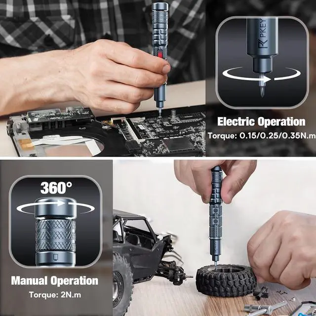 Alt view image 3 of 7 - Mini Electric Screwdriver Set Precision Electric Screwdriver Cordless with 28 Precision Magnetic Bits 3 Gears Torque Overload Protection Repair Tool Set for Phone Camera Laptop Watch