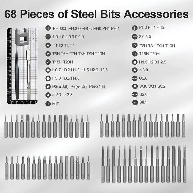 Alt view image 6 of 7 - Mini Electric Screwdriver 72 in 1 Precision Screwdriver Kit with 64 Magnetic Bits 5 Torque SettingsLED Screen Display Rechargeable Power Screwdriver for Precision Work Phone Watch Camera