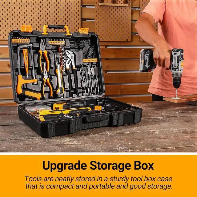 Alt view image 6 of 7 - Cordless Drill Tool Kit Set: 20V Power Drill Tool Box with Battery Electric Drill Driver for Men Home Hand Repair Basic Toolbox Tools Sets Drills Case