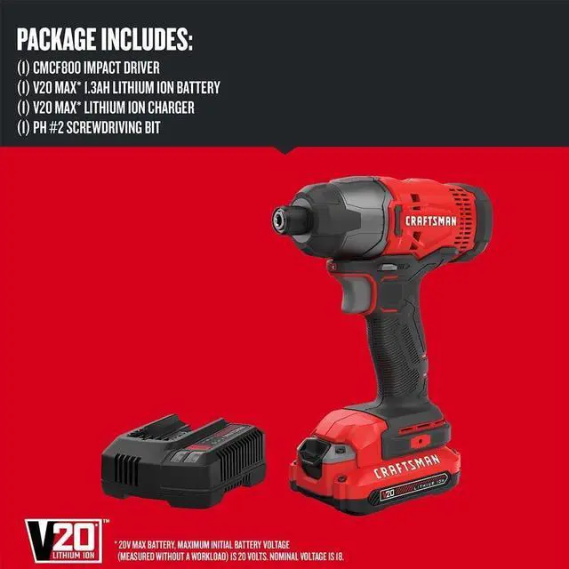 Alt view image 3 of 7 - 20V MAX Impact Driver Kit 1/4 Inch 2 800 RPM LED Work light Battery and Charger Included (CMCF800C1)