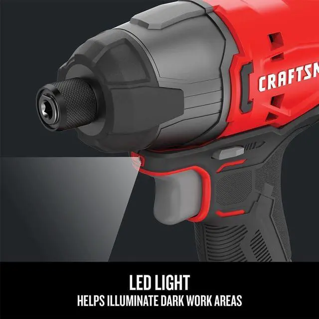 Alt view image 5 of 7 - 20V MAX Impact Driver Kit 1/4 Inch 2 800 RPM LED Work light Battery and Charger Included (CMCF800C1)