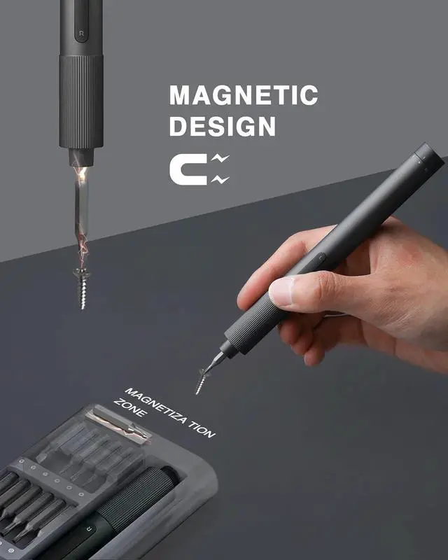 Alt view image 6 of 7 - Xiaomi Electric Precision Screwdriver All-metal Gearbox Powerful Magnetic Motor Rechargeable Lithium Battery S2 Steel Screwdriving Bits Type-C Charging Aluminium Alloy Case (Power Screwdriver)