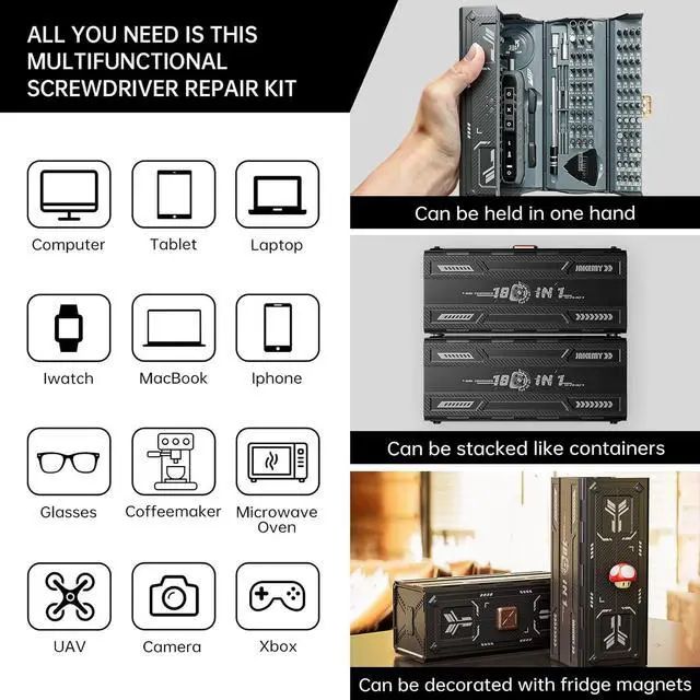 Alt view image 2 of 6 - Small Electric Screwdriver Set Smart 3 Torque Cordless Screwdriver Kit Compact Power Screwdrivers with 160 Precision Bits for Computer Laptop iPhone PS5 Xbox Watch Jewelry Eyeglasses