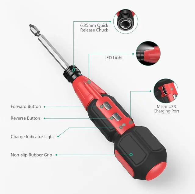 Alt view image 2 of 7 - Electric Screwdriver Set Rechargeable Cordless Screwdriver Power Screwdriver Small Repair Tool Kit with LED Light 1/4 Bit Holder for Phones Glasses Camera Laptop