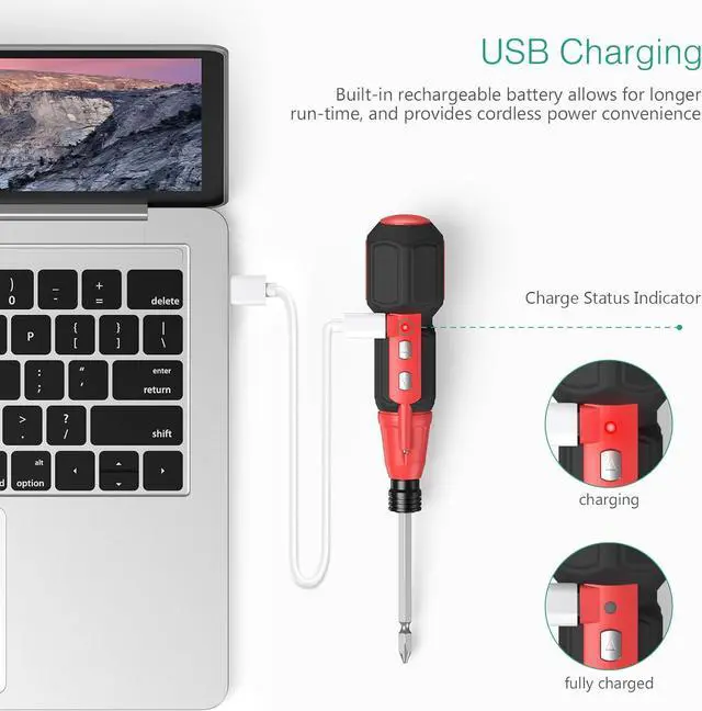 Alt view image 6 of 7 - Electric Screwdriver Set Rechargeable Cordless Screwdriver Power Screwdriver Small Repair Tool Kit with LED Light 1/4 Bit Holder for Phones Glasses Camera Laptop