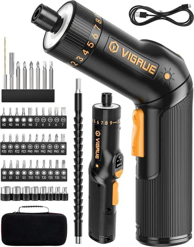 Main image of Cordless Screwdriver Set 8V Max 10Nm Rechargeable Electric Screwdriver with 47 Accessories 320RPM/10+1 Torque Setting power screwdriver kit 2 Position Handle with LED Light