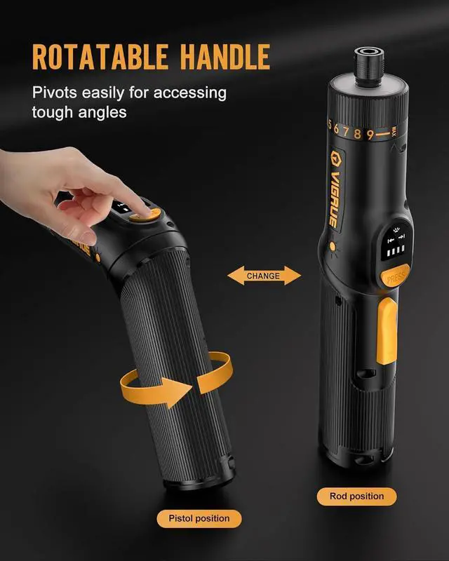 Alt view image 4 of 7 - Cordless Screwdriver Set 8V Max 10Nm Rechargeable Electric Screwdriver with 47 Accessories 320RPM/10+1 Torque Setting power screwdriver kit 2 Position Handle with LED Light