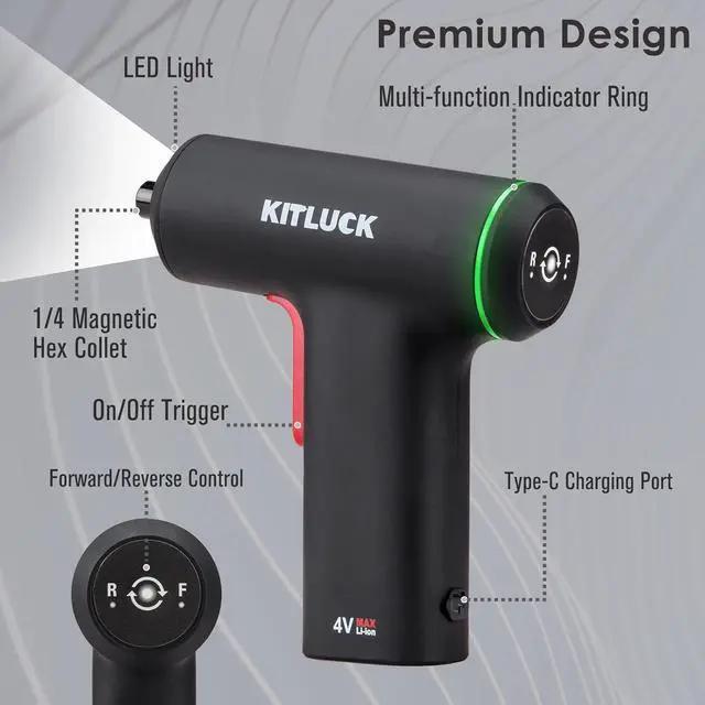 Main image of Electric Screwdriver 4V Power Cordless Screwdriver Rechargeable Set with Li-ion Battery 26 Magnetic Bits& Hex Chuck Mini Electric Screw driver Kit