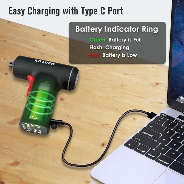 Alt view image 5 of 6 - Electric Screwdriver 4V Power Cordless Screwdriver Rechargeable Set with Li-ion Battery 26 Magnetic Bits& Hex Chuck Mini Electric Screw driver Kit