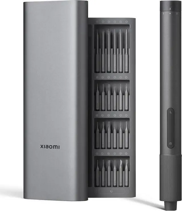Main image of Xiaomi Electric Precision Screwdriver All-Metal Gearbox Powerful Magnetic Motor Rechargeable Lithium Battery S2 Steel Screwdriving Bits Type-C Charging Aluminium Alloy Case Grey