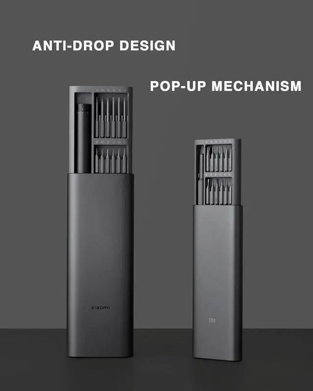 Alt view image 7 of 7 - Xiaomi Electric Precision Screwdriver All-Metal Gearbox Powerful Magnetic Motor Rechargeable Lithium Battery S2 Steel Screwdriving Bits Type-C Charging Aluminium Alloy Case Grey