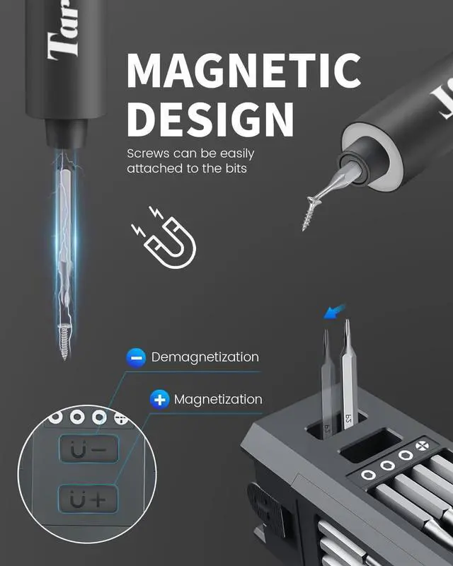 Alt view image 5 of 7 - Electric Screwdriver 4V Precision Screwdriver Set 49-in-1 Cordless Power Screwdriver USB-C Cable Max 3.5 N.m Torque Compact Magnetic Tool for Phone Camera Laptop Electronics Home Repair